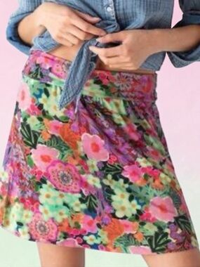 NATURAL LIFE Multicolor Floral Circle Skater Skirt